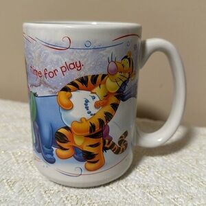 Disney Winnie the Pooh Tigger Eeyore Snow Day Time for Play coffee tea mug cup